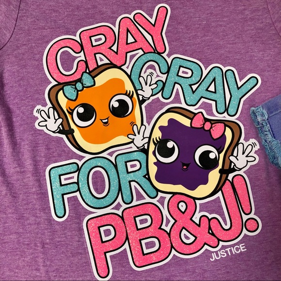 🔥Bundle🔥 Justice 2-piece Ombre Jean Shorts & matching shirt purple 12 Slim - Picture 5 of 6